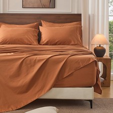 100 French Linen Sheets King Size 18-24" Extra Deep Pocket 4-Piece Set Breat...