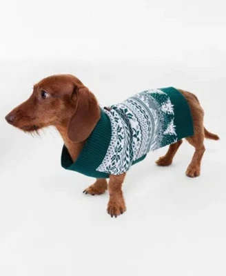 Holiday Lane Fair Isle Knit Pet Sweater In Forest Green