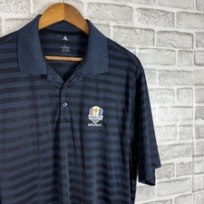 Ryder Cup 2012 Medinah Antiqua Dark Blue Striped Performance Golf Polo Men LARGE