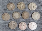 Mixed Lot of 10 circulated Silver Quarters - Barber and Standing Liberty