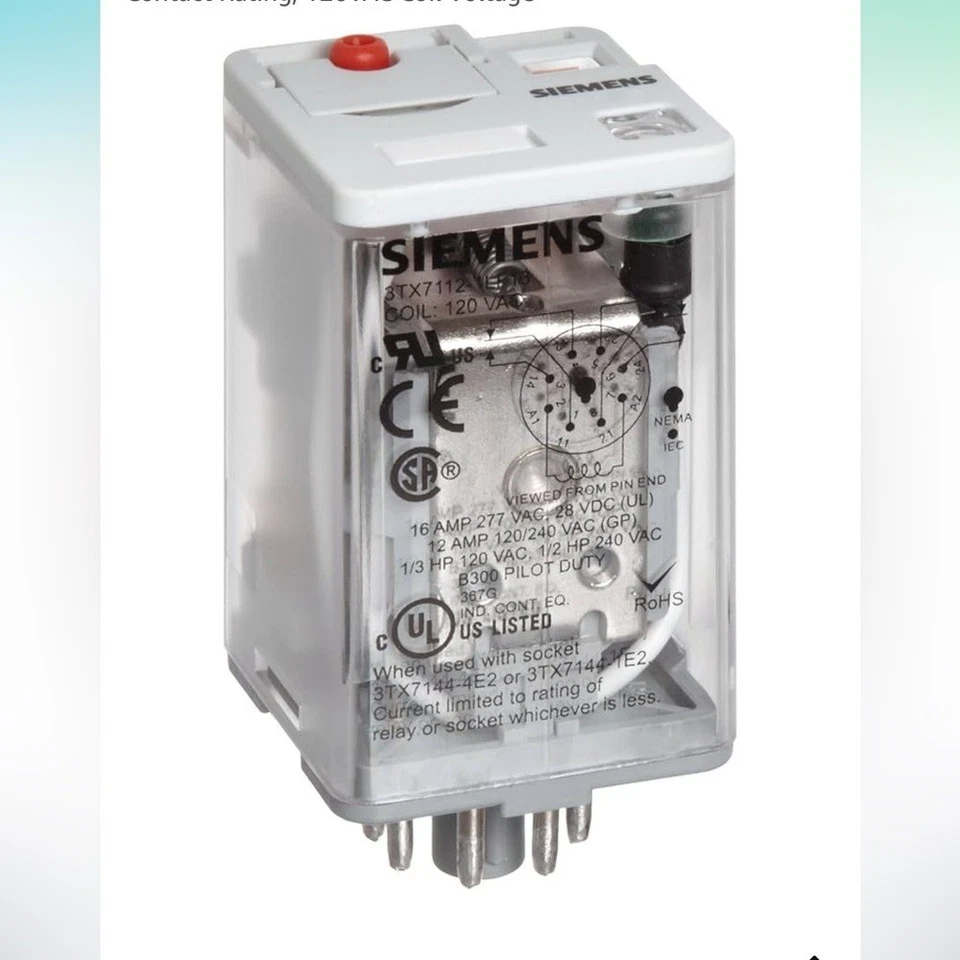 Siemens Premium Relé Enchufable Estándar Base Octal Bandera Mecánica Empujar a Prueba Foto 2 de 2