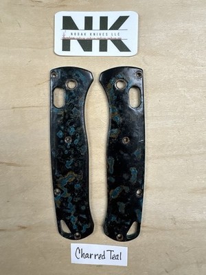 Nodak Custom  Charred Teal  Shipwreck Copper Benchmade 535 Bugout Handle Scales