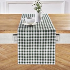 Linen Gingham Table Runner 108 Inches Long - 100 Pure 14 x 108 Inch Green