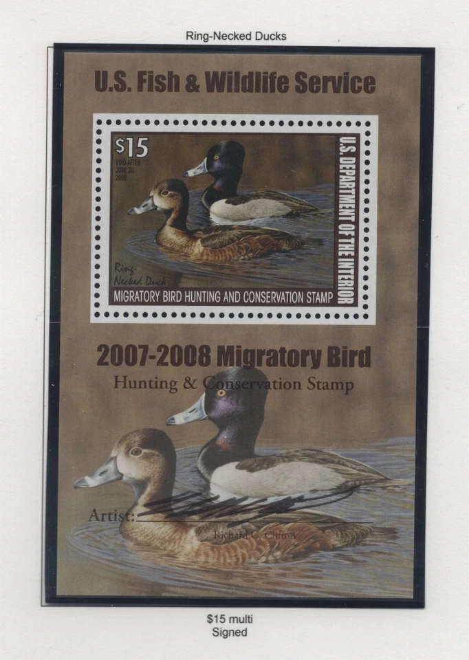 US 2006-2010 COLLECTION OF 8 DUCK STAMPS 4 SIGNED BY THE ARTIST ALL MNH - Image 4 of 4
