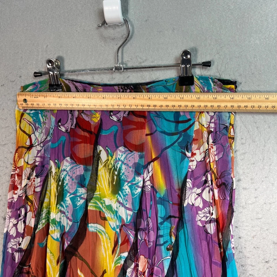 Falda midi Alberto Makali para mujer talla 6 multicolor floral en capas con cremallera lateral Foto 4 de 4