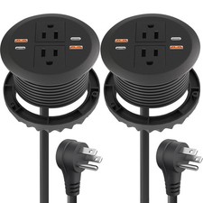 2pcs Desktop Power Grommet,Dual PD20W USB C,40W Total Output,4 USB Ports,Flus...