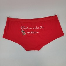 NWT Lane Bryant Cacique Under the Mistletoe Red Cotton BOYSHORT Panty 18/20