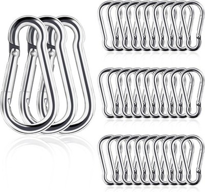 30 Mosquetones Pequenos Acero Inox 4cm Resistente Bloqueo Camping Senderismo