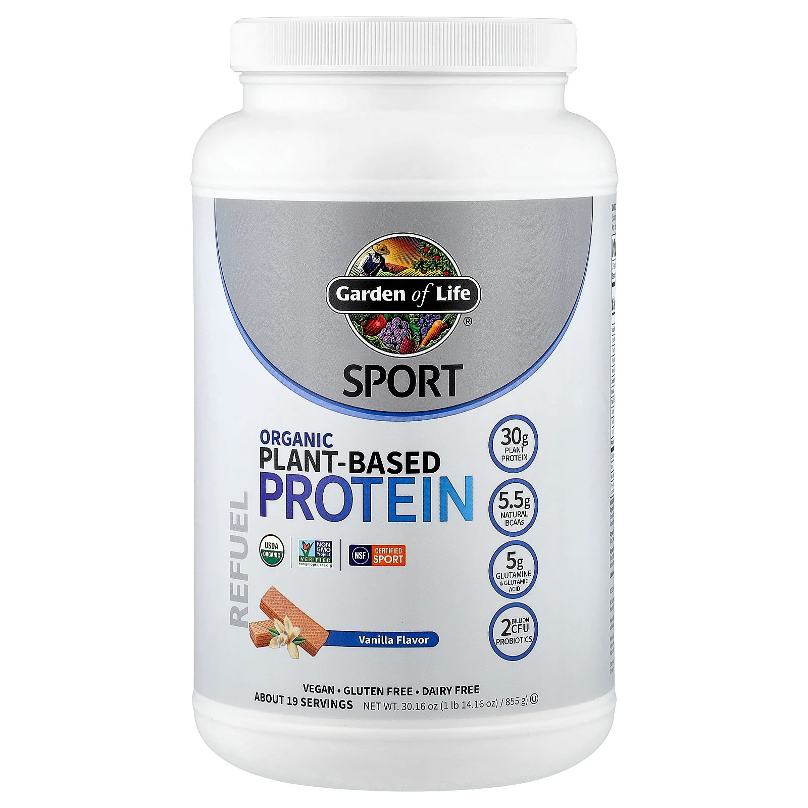 Sport, Organic Plant-Based Protein, Vanilla, 1 lb 14.16 oz (855 g)