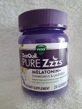  Vick's ZzzQUil PURE Zzzz's MELATONIN CHAMOMILE LAVENDER 24 gummies Exp.03/2026