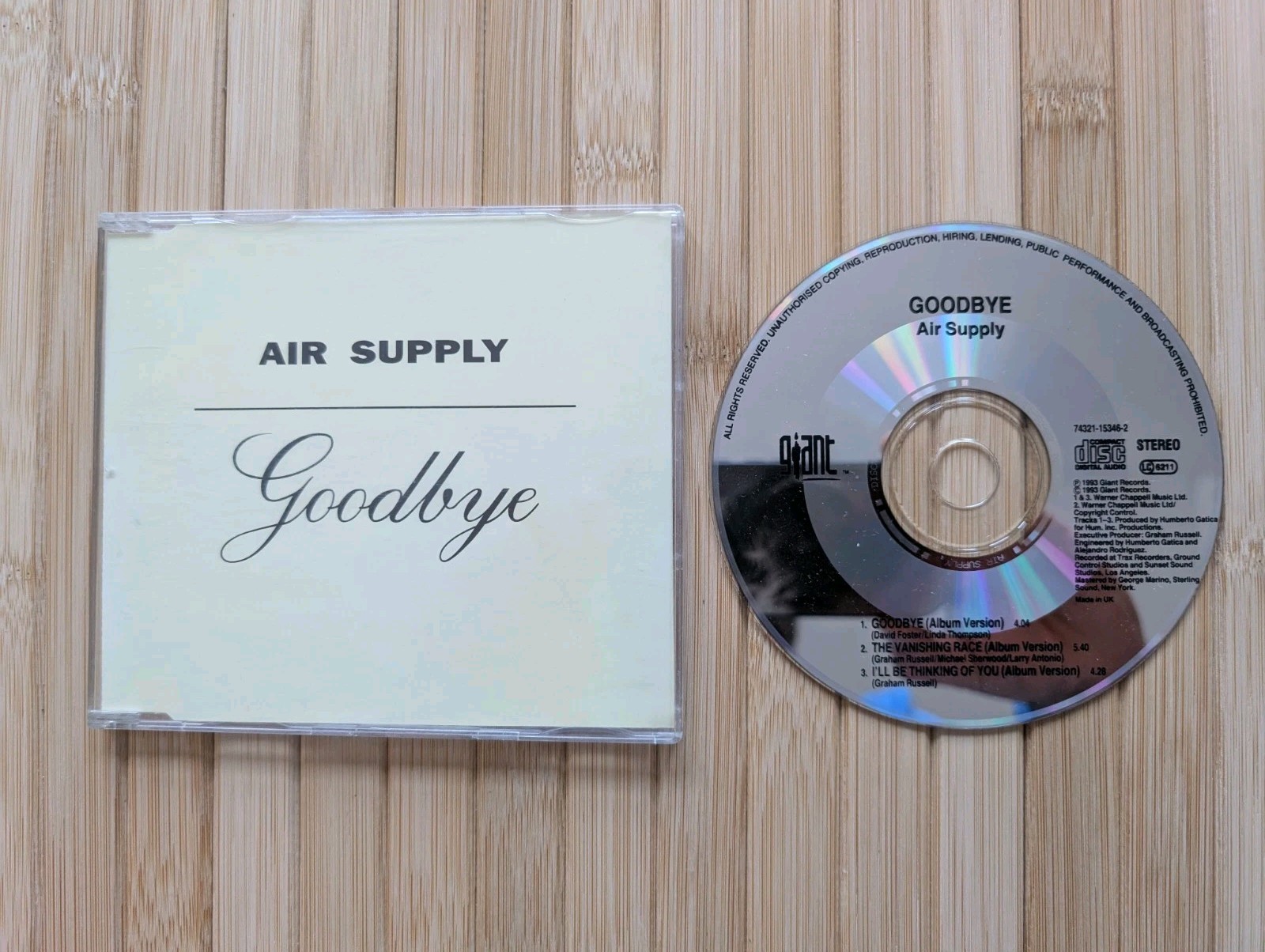 Air Supply - Goodbye CD Single 1993 In Very Good Condition