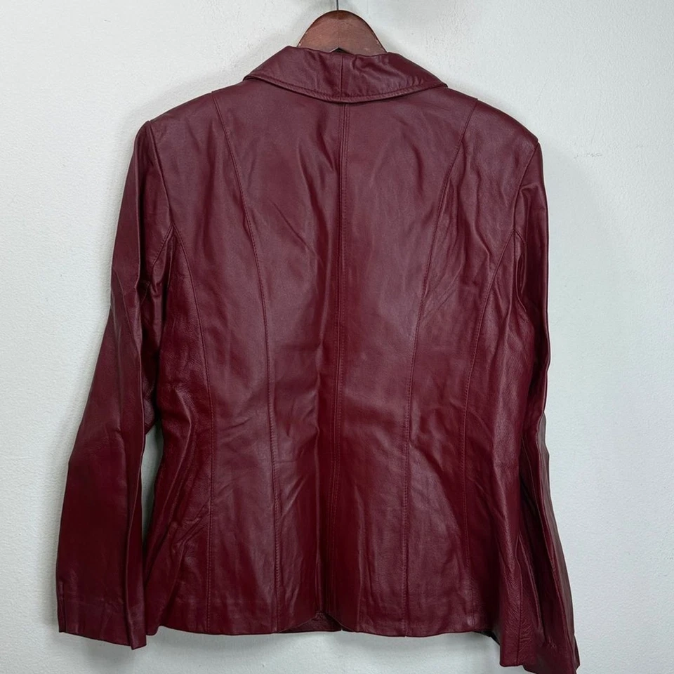 (T3) East 5th Vintage, Chaqueta de Cuero Borgoña Y2K, Talla XL Foto 2 de 4