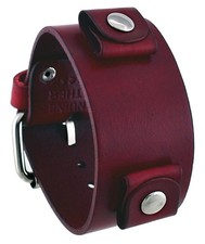 Nemesis GB-R Unisex Blood Red Wide Leather Cuff Wrist Watch Band
