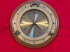 Brass porthole clock on oak frame  battery-operated heavy incl second sweep hand — photo 2