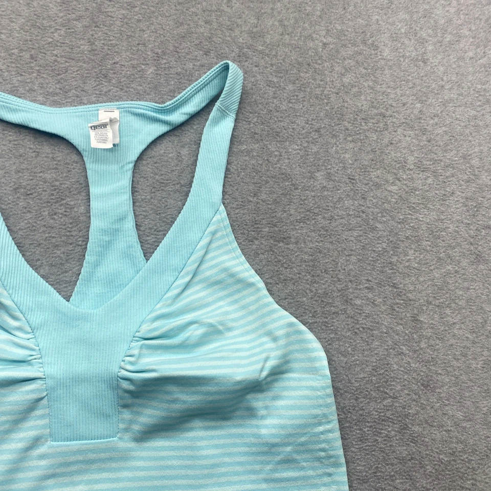 Camiseta sin mangas Under Armour para mujer pequeña espalda deportiva ajustada atlética azul logotipo a rayas Foto 3 de 4