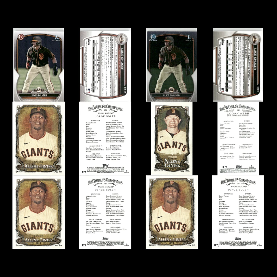 Lote 88 cartões refratores San Francisco Giants, #'d, novatos, 1ª Topps Panini MLB - Imagem 4 de 4