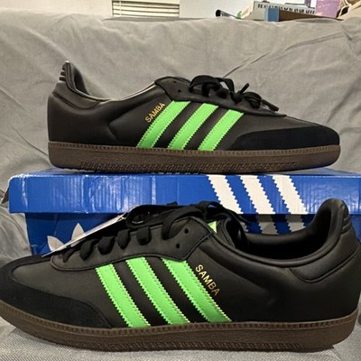 adidas Samba Black/Green Low-Top Lace Up Sneakers Rubber Outsole New w/ Box