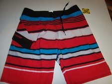 NEW Quiksilver swim boardshorts board shorts red blue swimsuit stretch sz 28