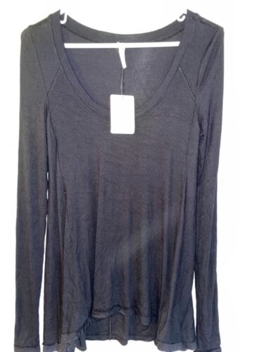 Free People We the Free Ribbed Tunic Top Oversized XS women's Black NEW