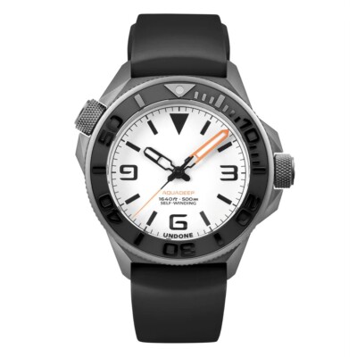 UNDONE AQUALUME Automatik Titan Silikon Weiß Schwarz Full Lume Herrenuhr