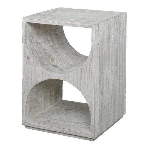Uttermost Hans Coastal Style Fir Wood Side Table in Ivory Finish - Picture 1 of 5