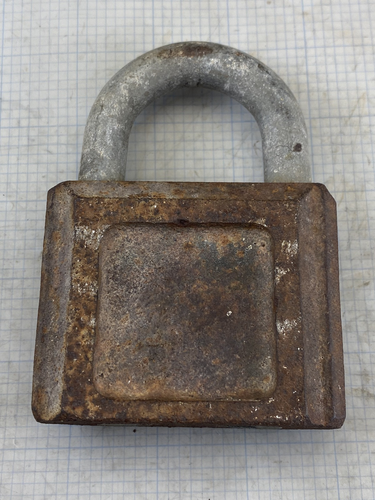 VTG USSR CCCP ATA Opens by Two Keys Large Padlock Lock NO KEY Old Used Rusty - Picture 3 of 8