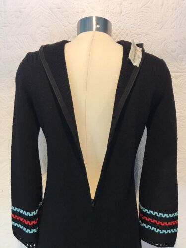 Vintage Goldwaters schwarze Wolle? Strick Silberfaden Maxi Party Kleid Hopi Azteken - Bild 10 von 11