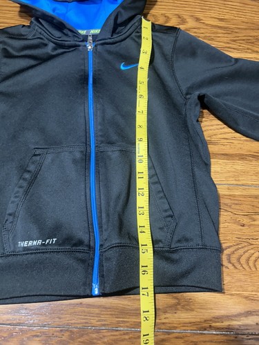 Nike Therma Fit Full Zip Up Sweatshirt Jacket Youth 6 Black Blue Casual - Picture 6 of 7