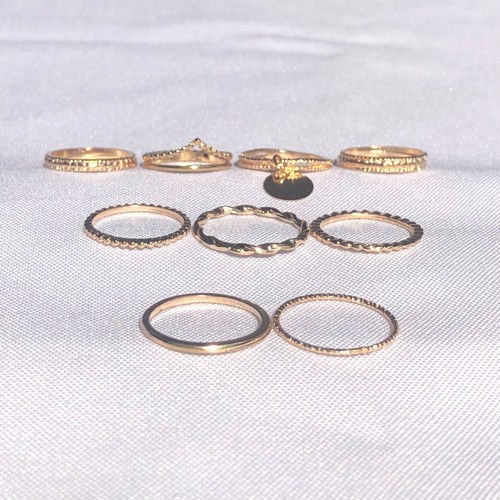 Juego de anillos minimalistas, lindos anillos, juego de anillos, delicados anillos, juego de anillos enchapados en oro, M - Imagen 8 de 9