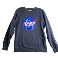 Huntsville Alabama NASA Sweatshirt Mens S US Space and Rocket Center Blue Fleece