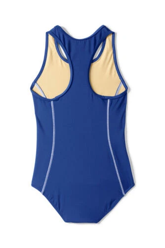 Lands 'End traje de baño azul de una pieza para niñas