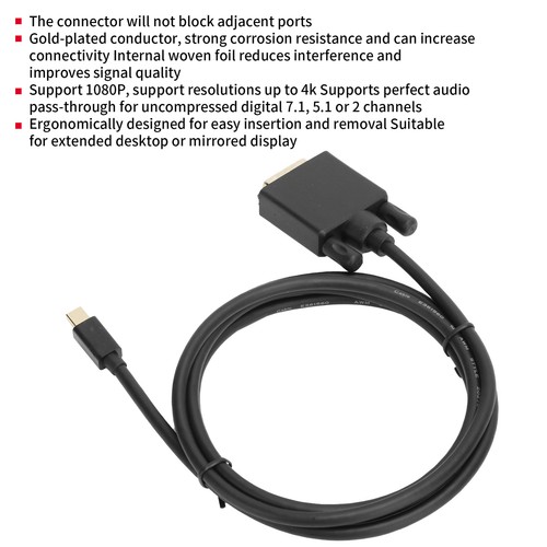 (1.8 Meters) mini DP To DVI Cable 4K 1080P Display Port For Extended Desktop For - Afbeelding 2 van 13