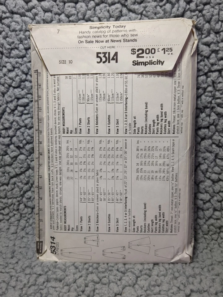 Simplicity Pattern #5314 - Girl's Leg Pants, Knickers Bermudas, Culottes & Skirt - Image 2 of 4