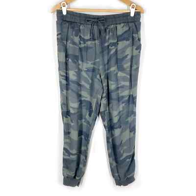 Splendid Camo Jogger Pants Womens Green Gray High Waisted Drawstring XL 