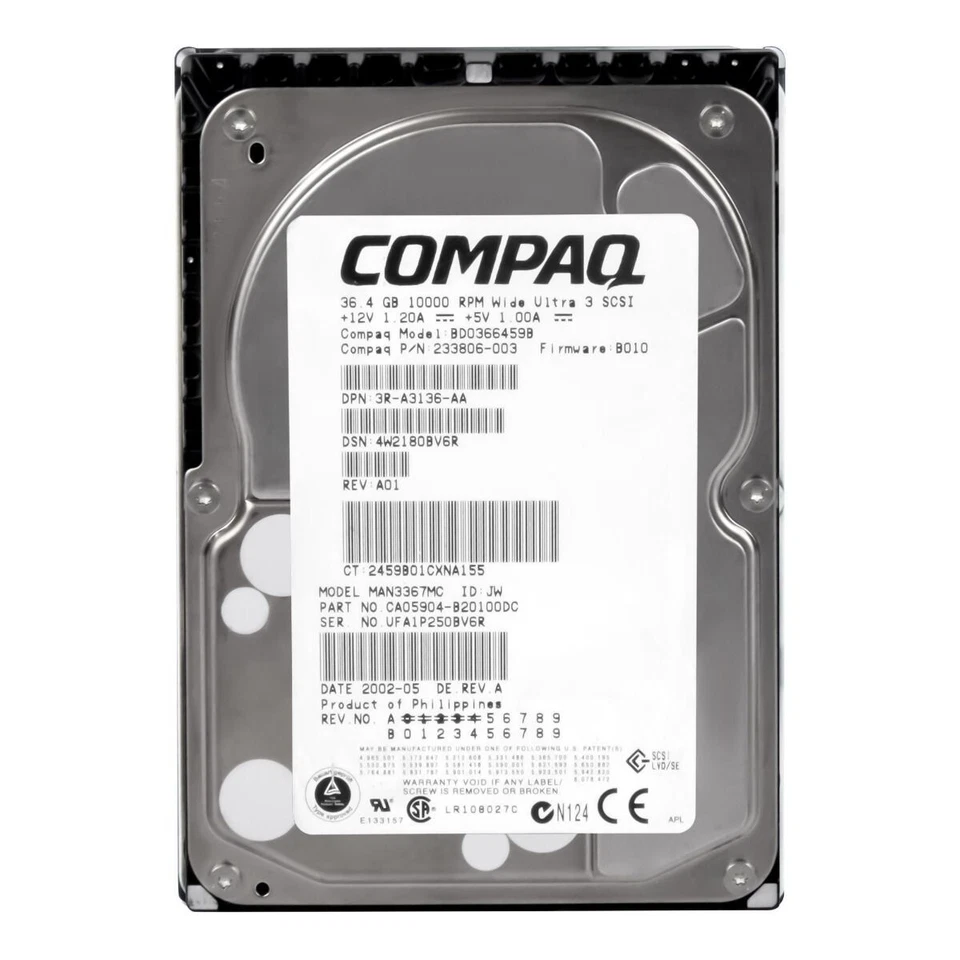 Disque Compaq BD0366459B 233806-003 36GB 10000U/Min 8MB SCSI U160 3.5'' Pouces - Image 2 of 3