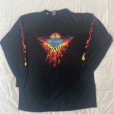 Vintage Harley Davidson L/S Shirt 1998 Men’s Large Flames Taku HD USA Made