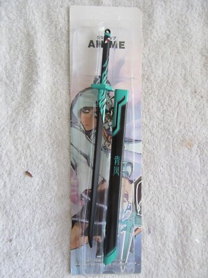 Anime scifi high tech style Black & Green highlights miniature 8''sword w/display