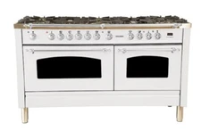 Made in Italy Dual Fuel 60" Range in White with Chrome Trim