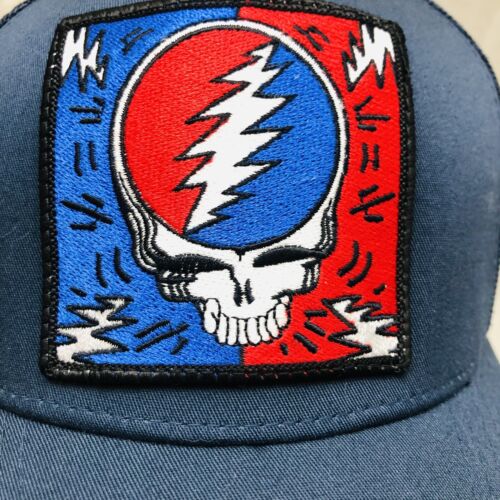 Grateful Dead Steal Your Face Large Patch Mesh Snapback Trucker Hat Cap NWOT - Picture 2 of 7