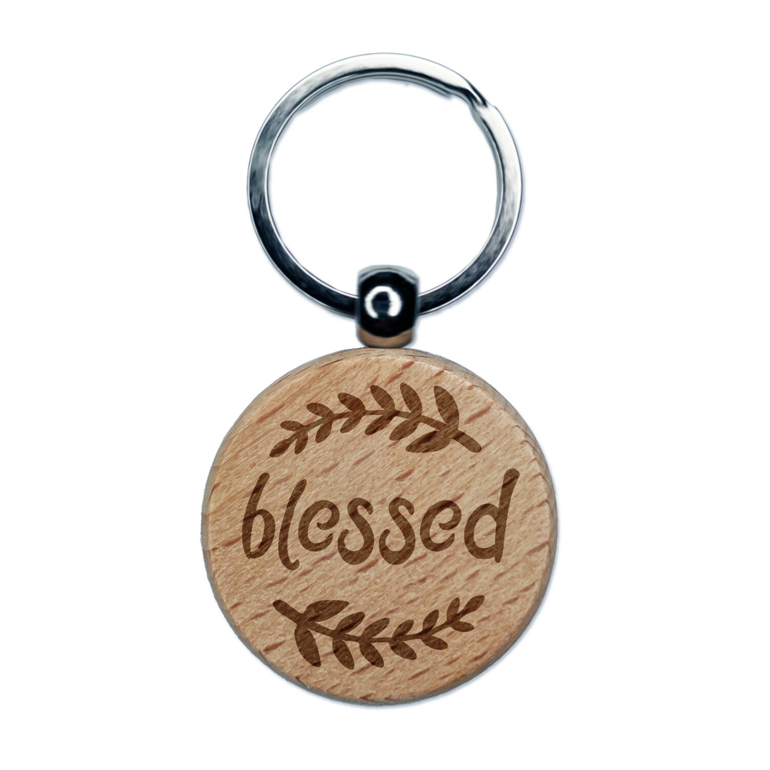 Blessed Wheat Engraved Wood Keychain Charm for Good Luck  