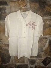 1950's linen blouse with pearl buttons