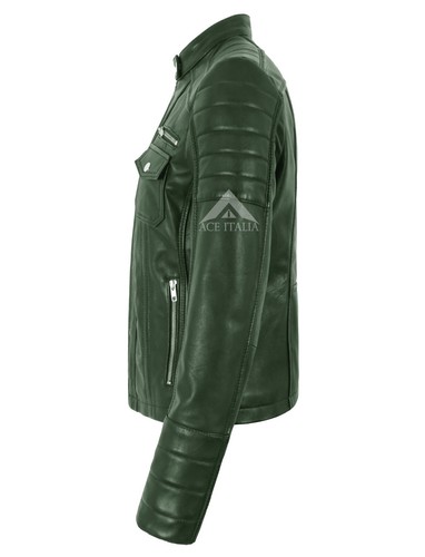 Women's Quilted Fashion Biker Zipper Closure Motorcycle Lambskin Leather Jacket - Picture 21 of 28
