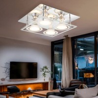 Deckenlampe Deckenleuchte Wohnzimmerleuchte Led 4 Flammig KüChenlampe Glas Chrom