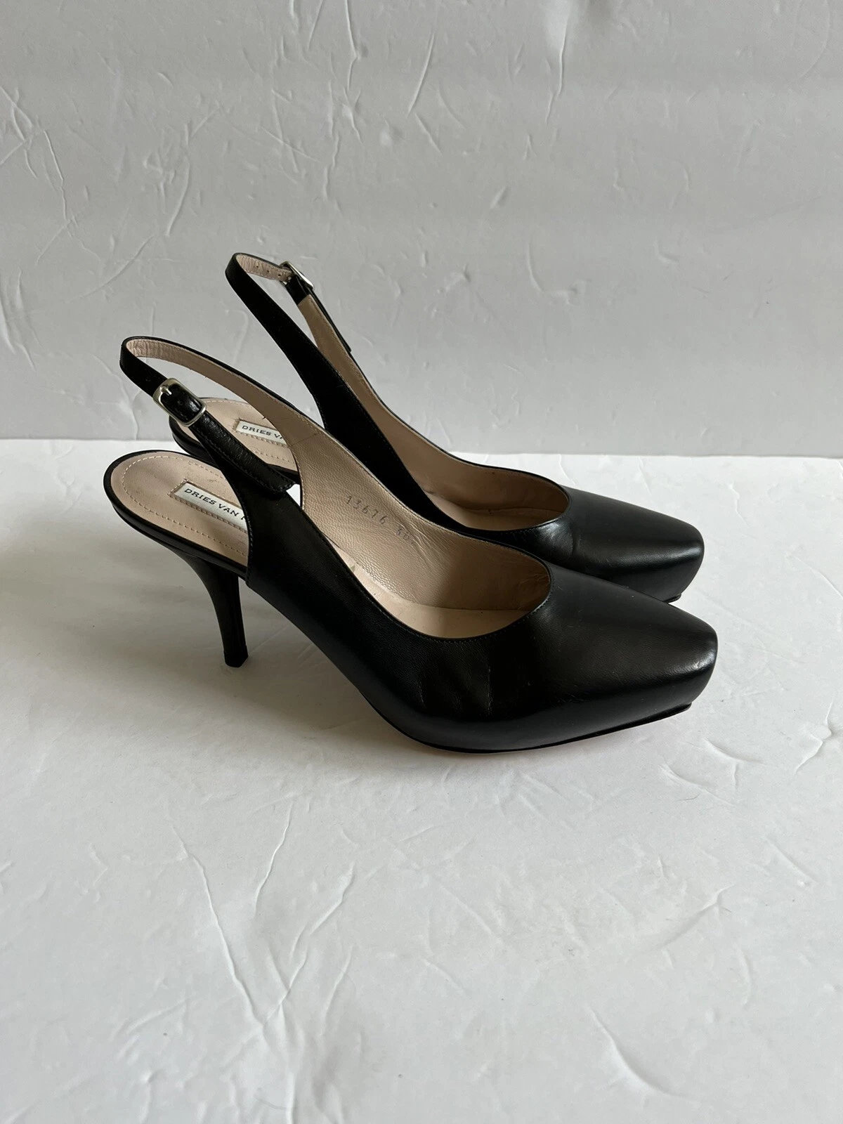 VANS Nuove scarpe décolleté DRIES VAN NOTEN donna in pelle nera classiche imbracatura posteriore taglia 8 5