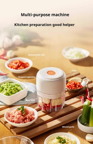 Electric Garlic Chopper Vegetable Meat Grinder Mixer Kids Food Processor Kitchen - Picture 12 of 17