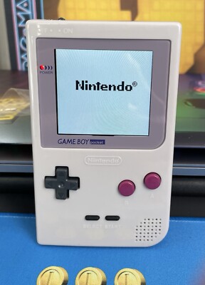 Nintendo Game Boy Pocket mit neuer Hülle und IPS Backlit Display Grau DMG-01 Style
