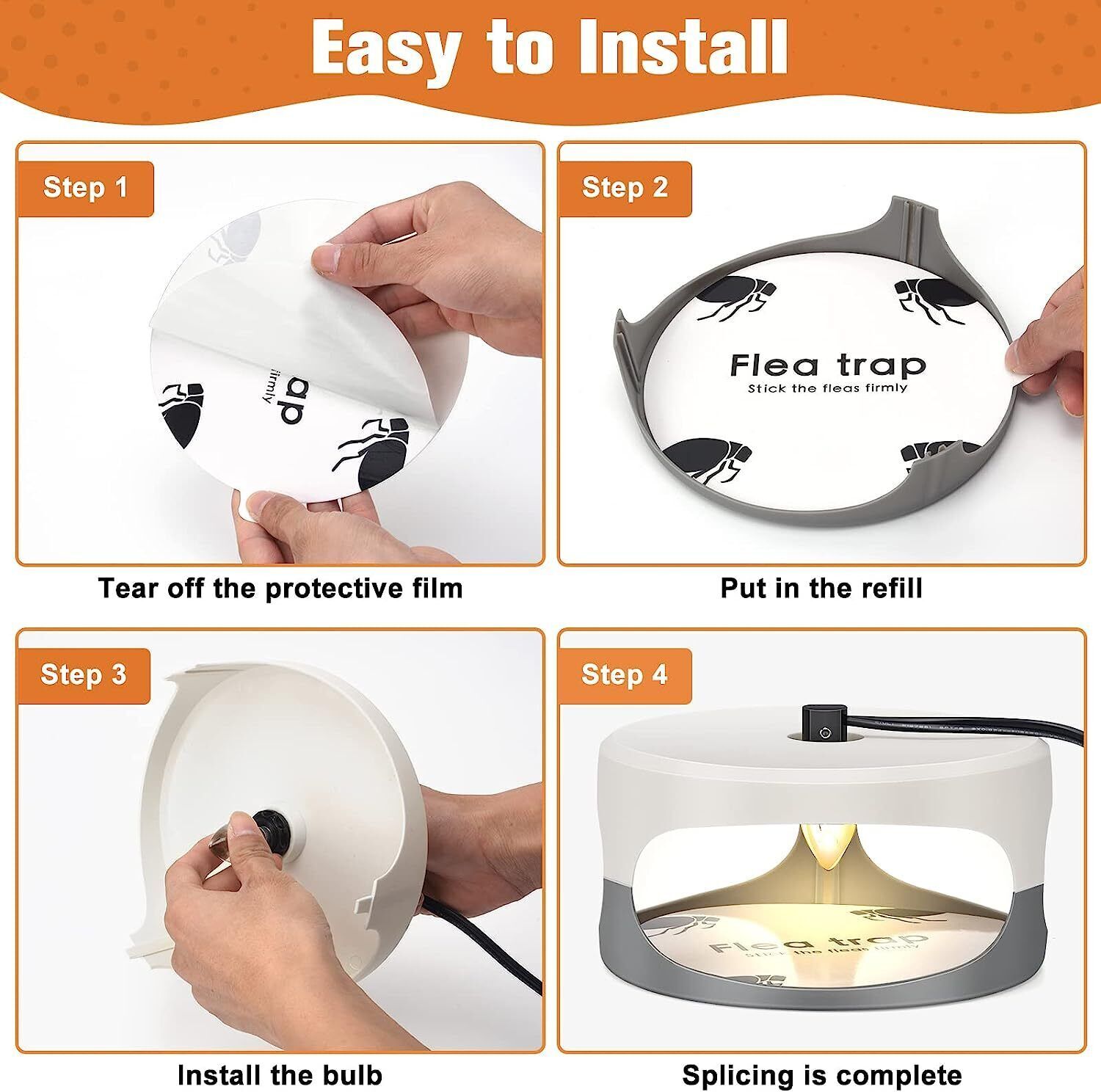 Flea Bed Bug Trap Odorless Cleaner and Flea Killer Trap Pad Sticky Dome ...