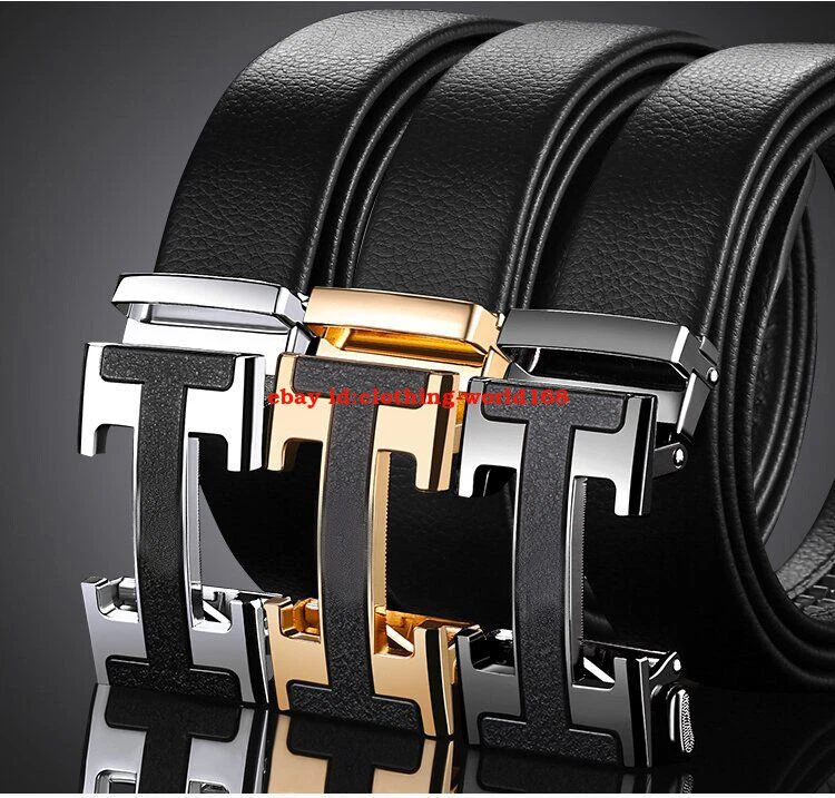 Luxus Herren Gürtel Echtes leder Gürtel Automatik Mode Schnalle Ratchet Jeans