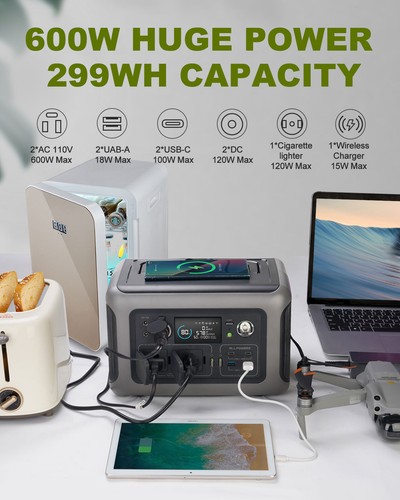 ALLPOWERS 600W R600 Portable Power Station Lifepo4 battery Solar Panel Camping - Picture 6 of 14
