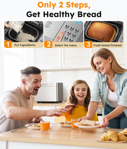 2 Pfund Brotbackautomat Maschine, 17 in 1 Automatische Edelstahl Brotmaschine, Nicht-S - Bild 2 von 12